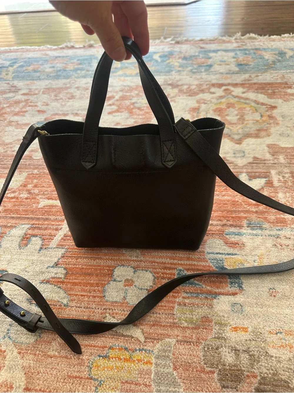 Madewell The Small Transport Crossbody Bag in Black Leather